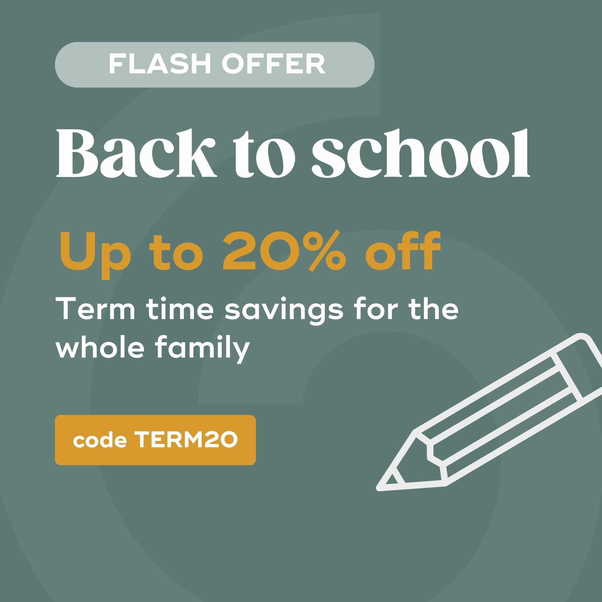 Back to School Sale Selection - 20% off everything!