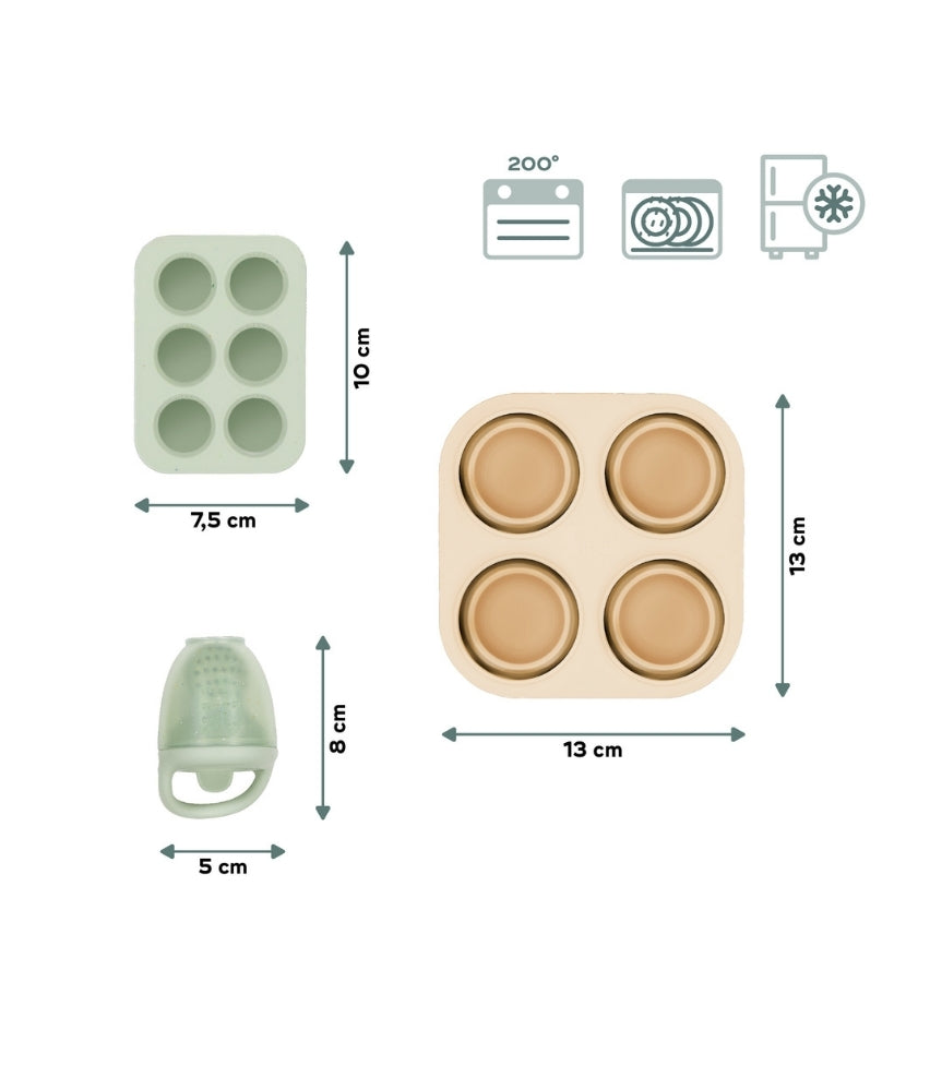 Silicone Food Storage Container Freezer Moulds and Baby Feeder Set