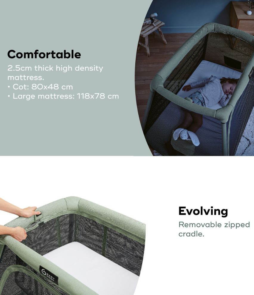3in1 Moov & Comfy Travel Cot Sage