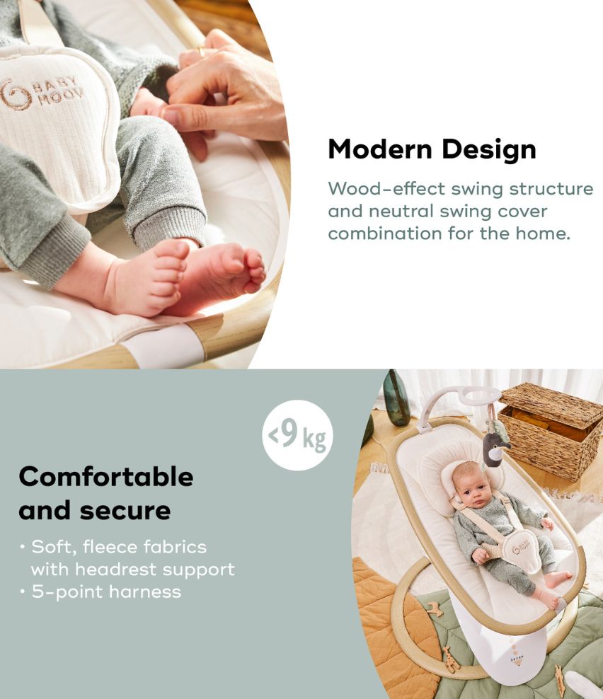 Swoon Hoop Multi motion Baby Swing with Audio Natural/Ecru