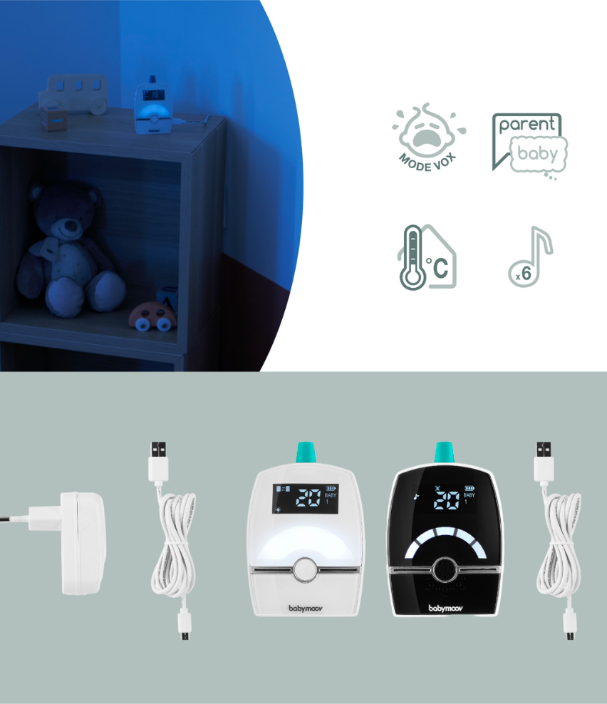 Premium Care Low Emission, 1400m range Audio Baby Monitor Babymoov