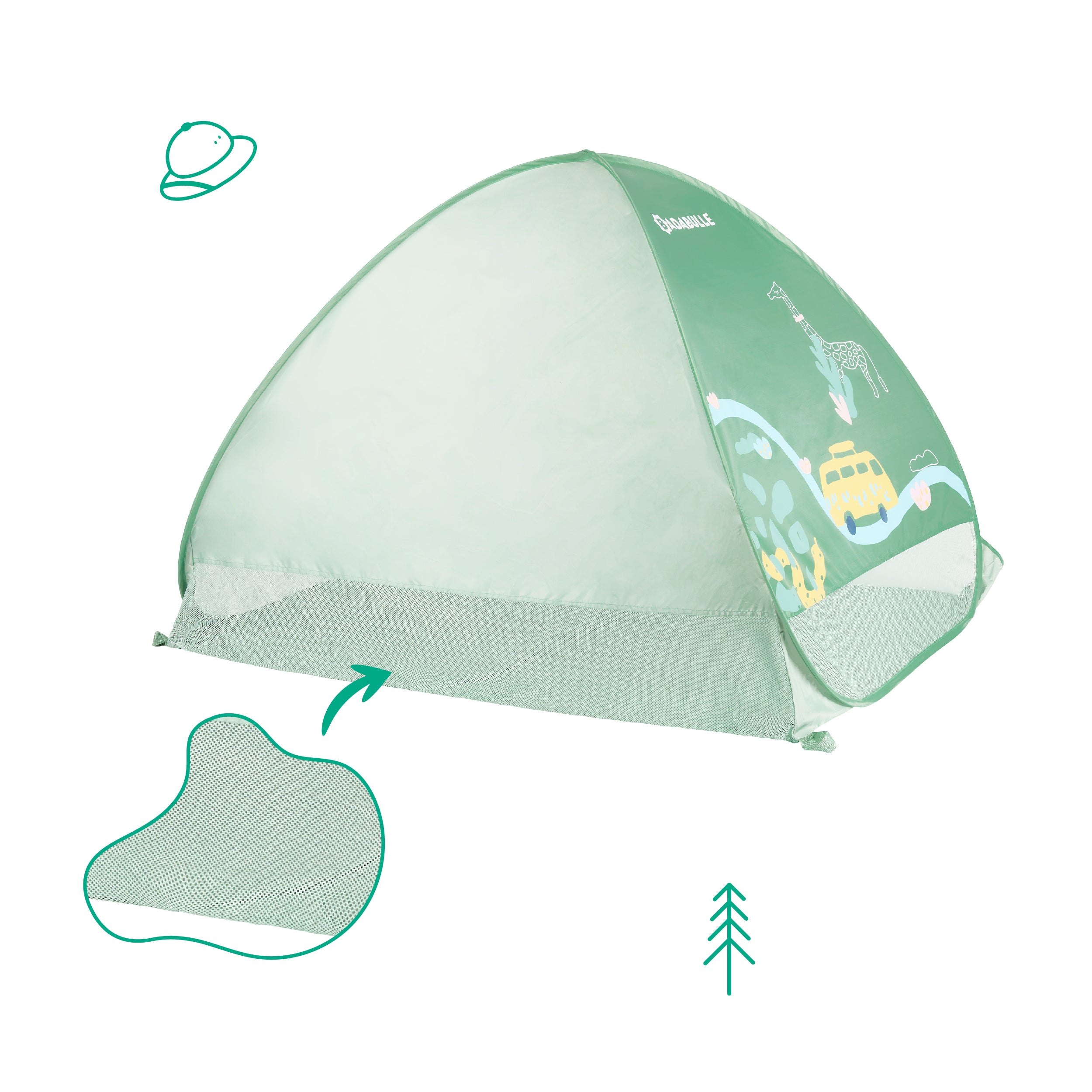 Badabulle Anti-UV pop-up tent UPF50+ Sage