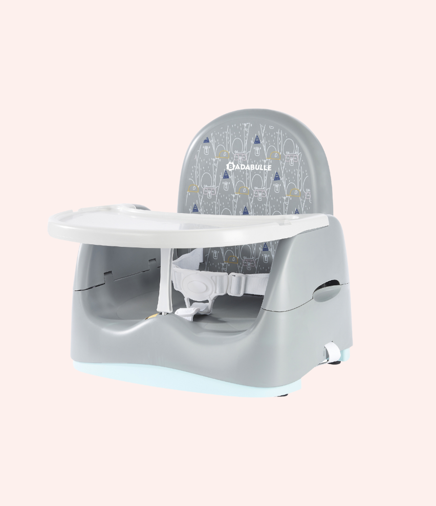 Home & Go Height Adjustable Booster Seat Grey Bears Badabulle