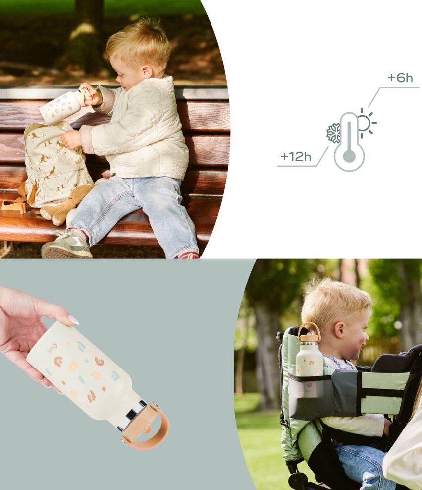 Stainless Steel Bottle Animal Print Ivory