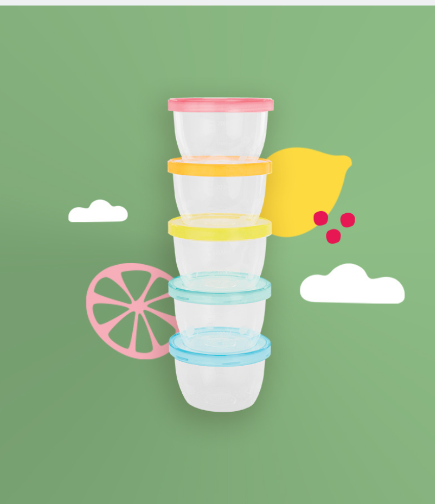 Badabowls Baby Food Storage Pots (5 x 250ml)