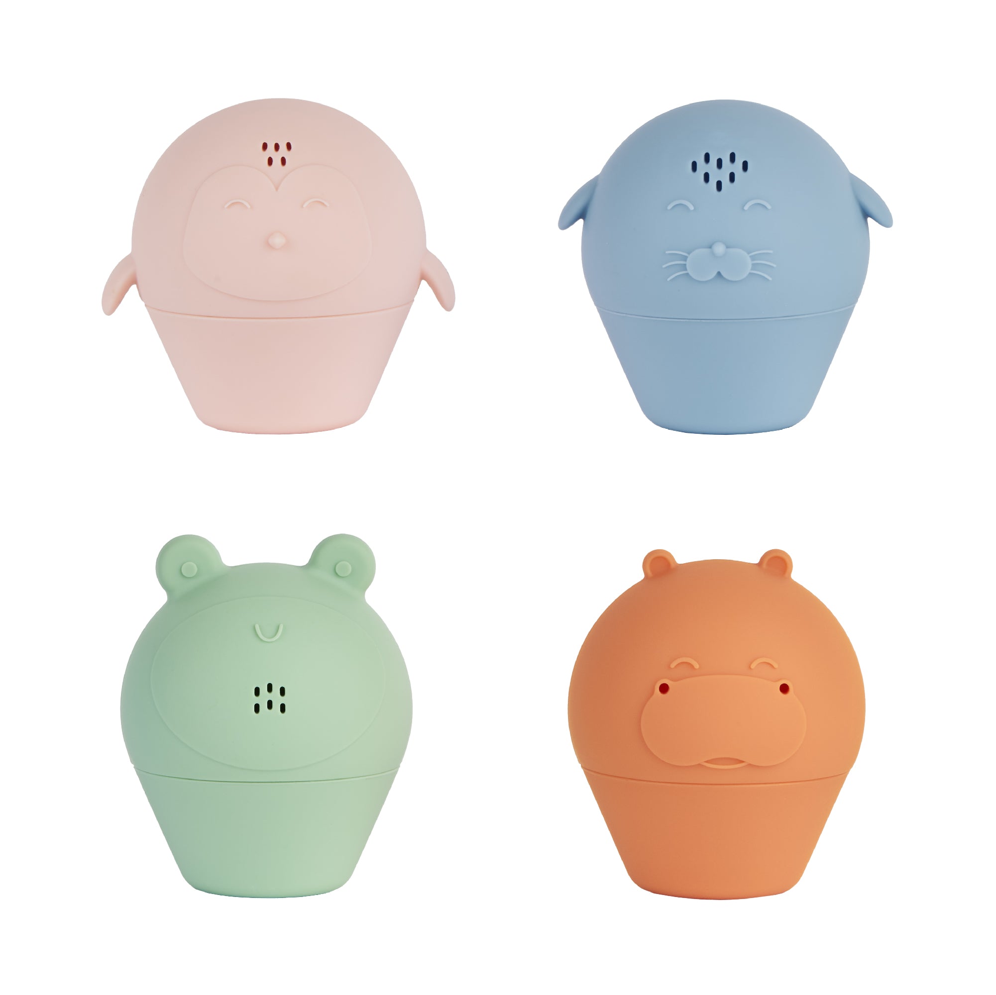 Set of 4 silicone sprinkler bath toys easy clean