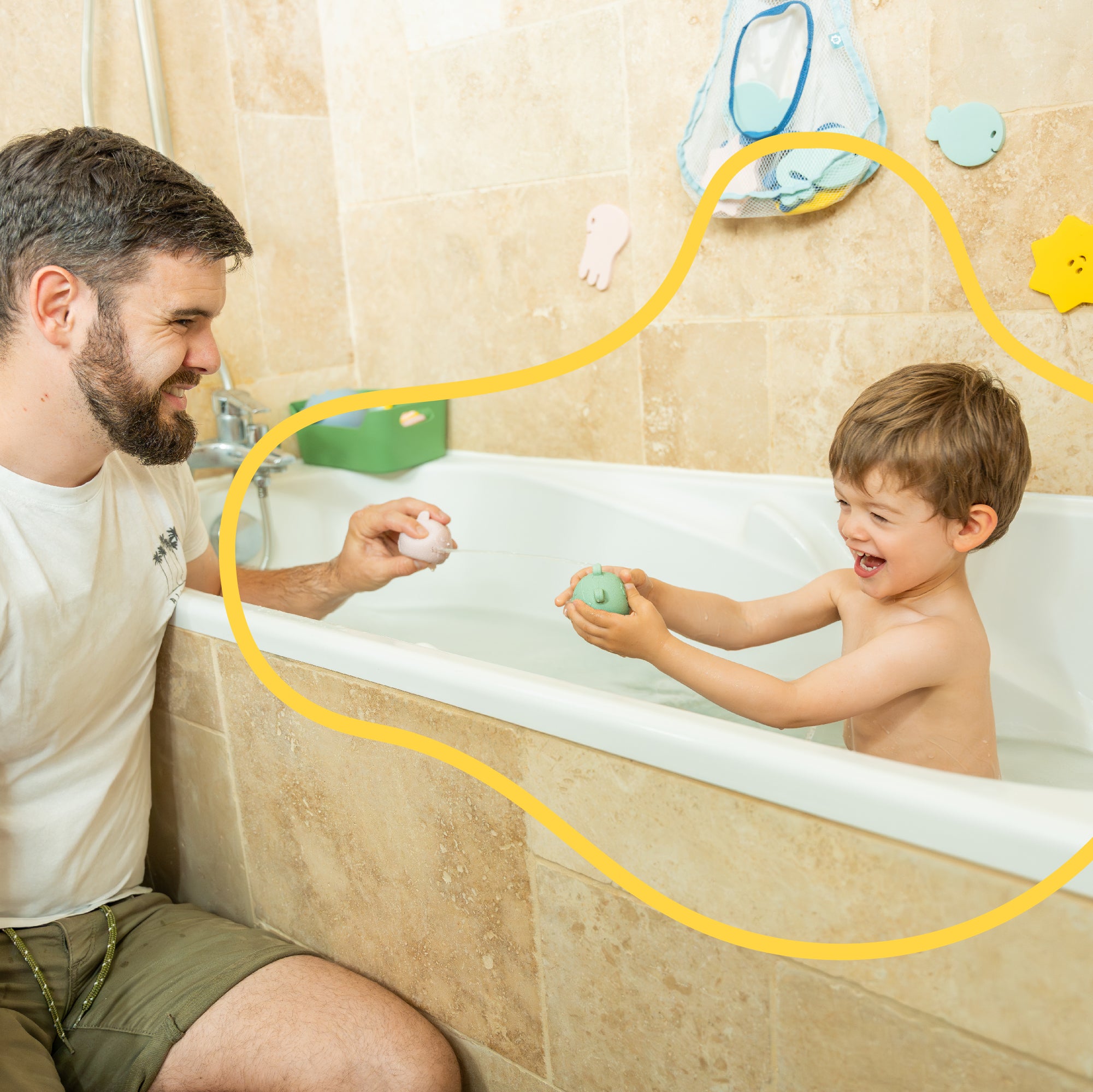 Set of 4 silicone sprinkler bath toys easy clean