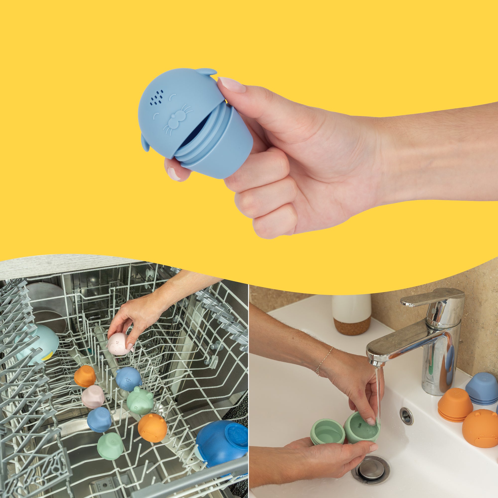 Set of 4 silicone sprinkler bath toys easy clean