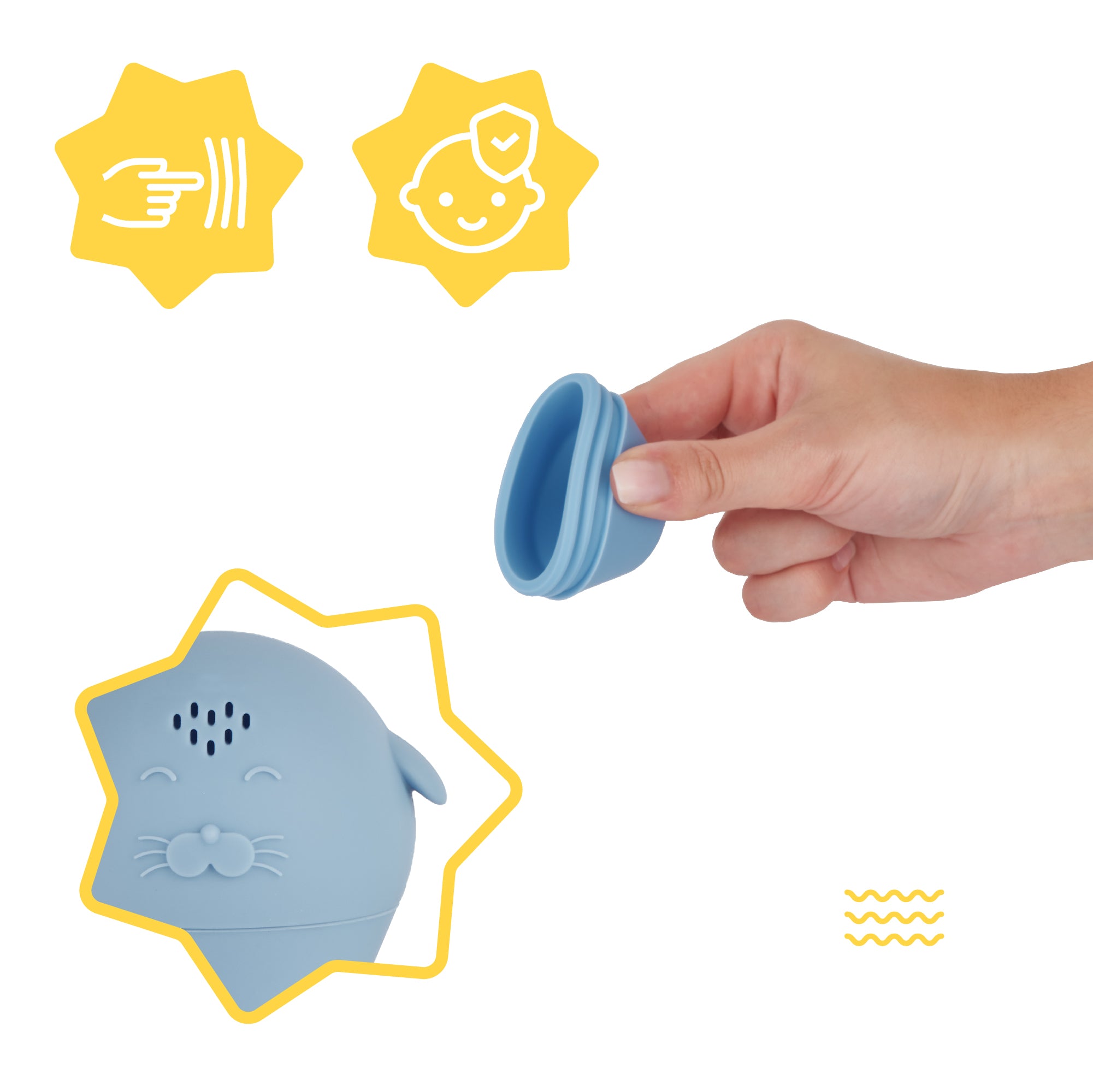 Set of 4 silicone sprinkler bath toys easy clean