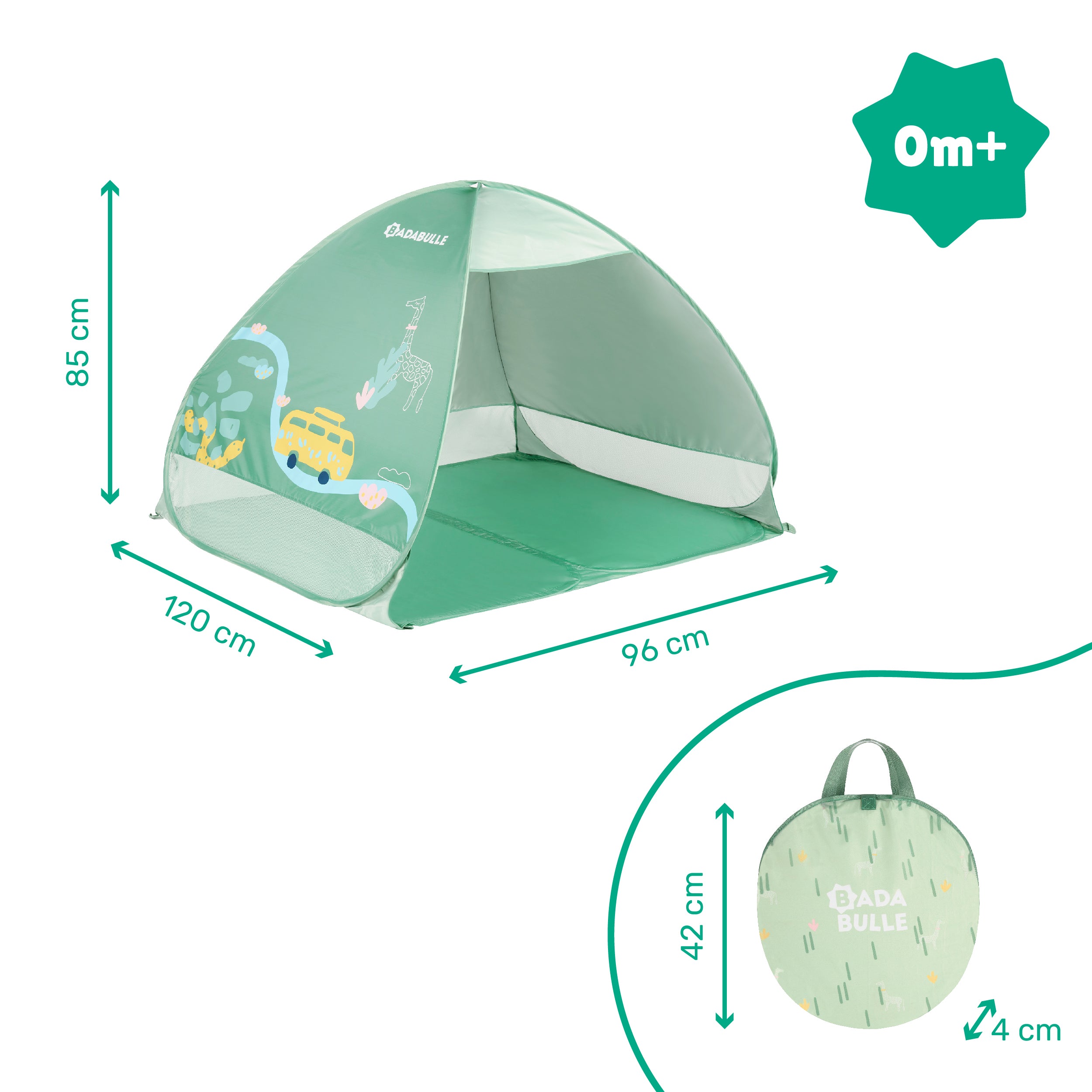 Badabulle Anti-UV pop-up tent UPF50+ Sage