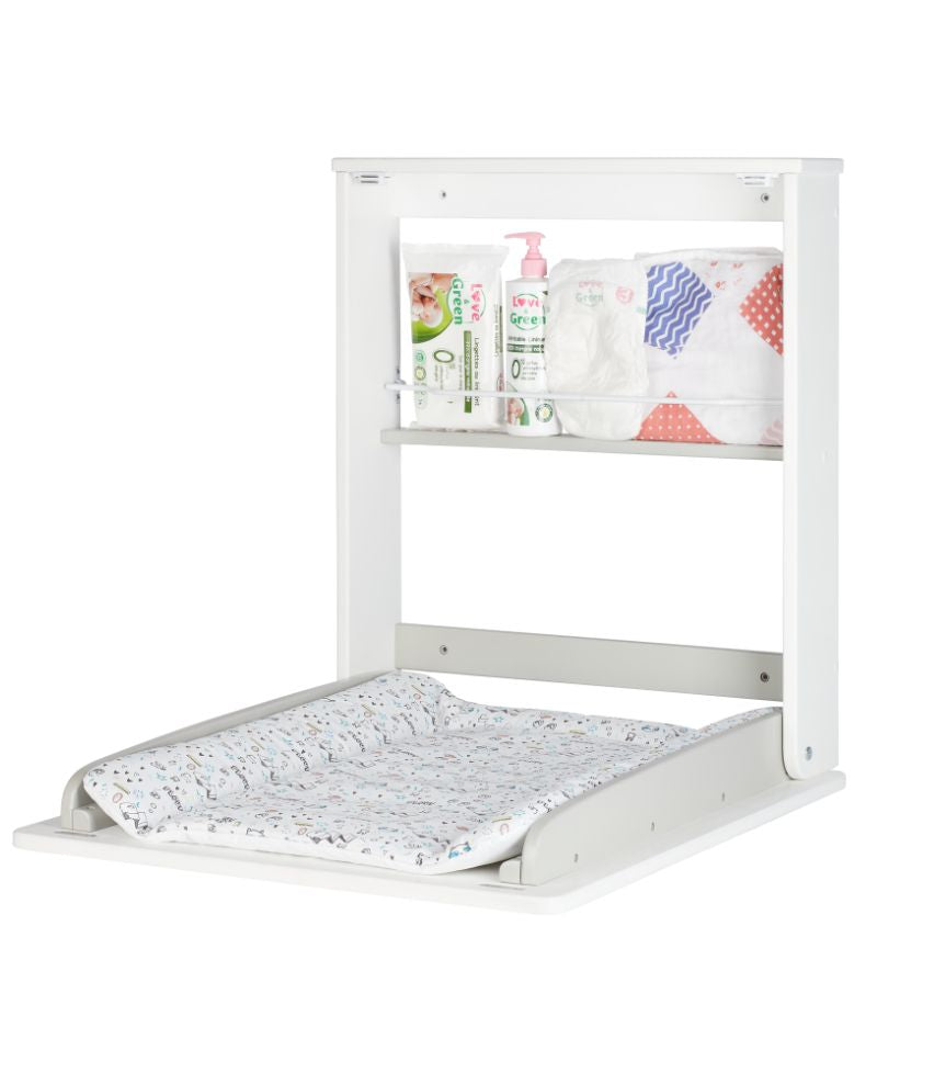 Baby Wall Changing Table with shelves and wipeable mat